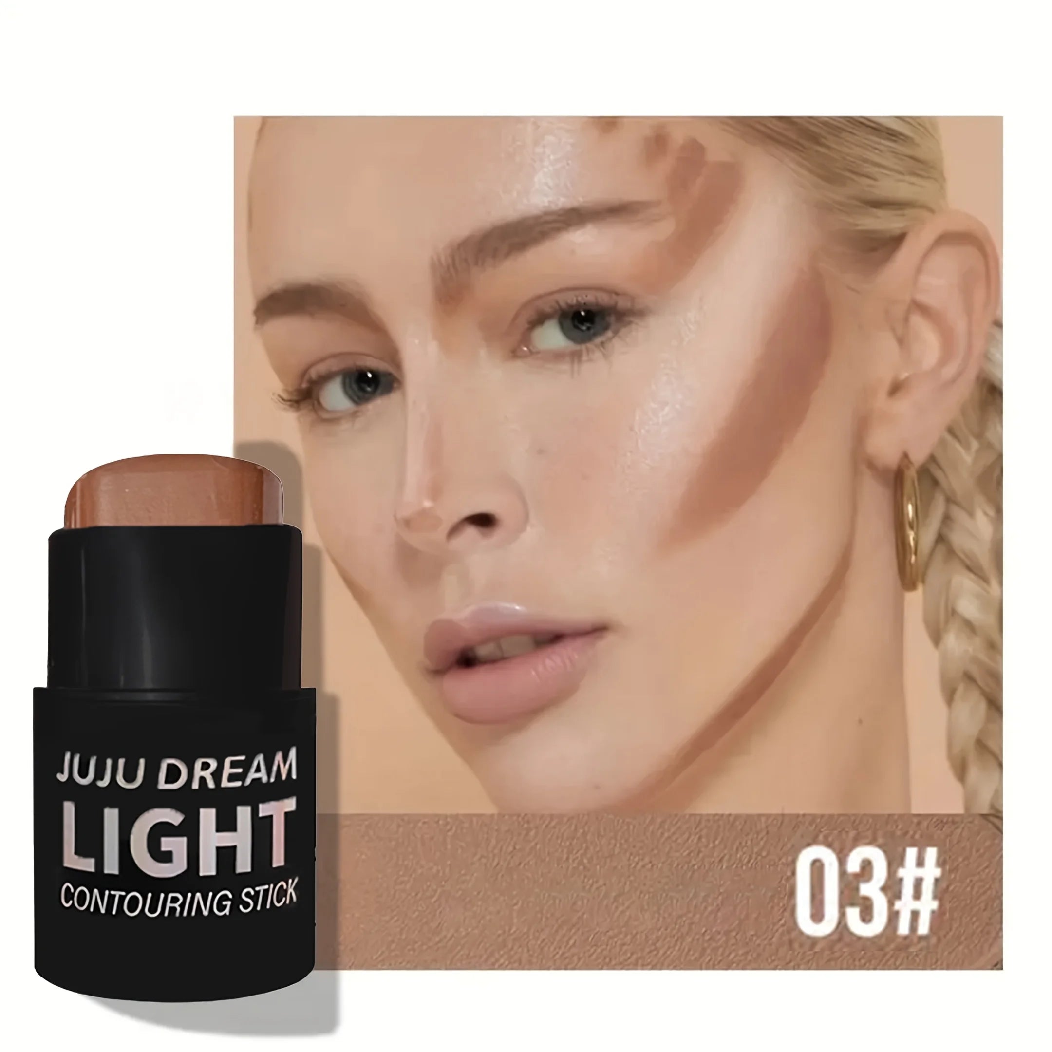 Stick de contorno, bronceador mate, barra para esculpir la nariz y definir el rostro.