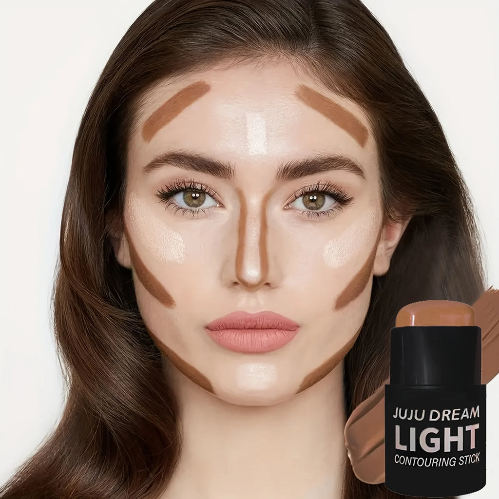 Stick de contorno, bronceador mate, barra para esculpir la nariz y definir el rostro.