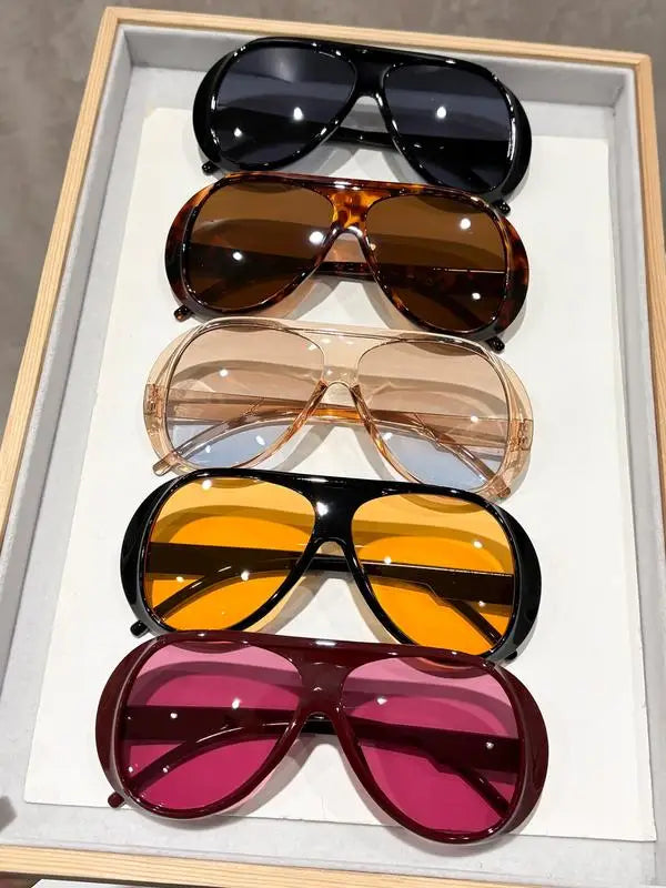 5 piezas de gafas decorativas unisex de moda retro con marco cuadrado y romboidal.