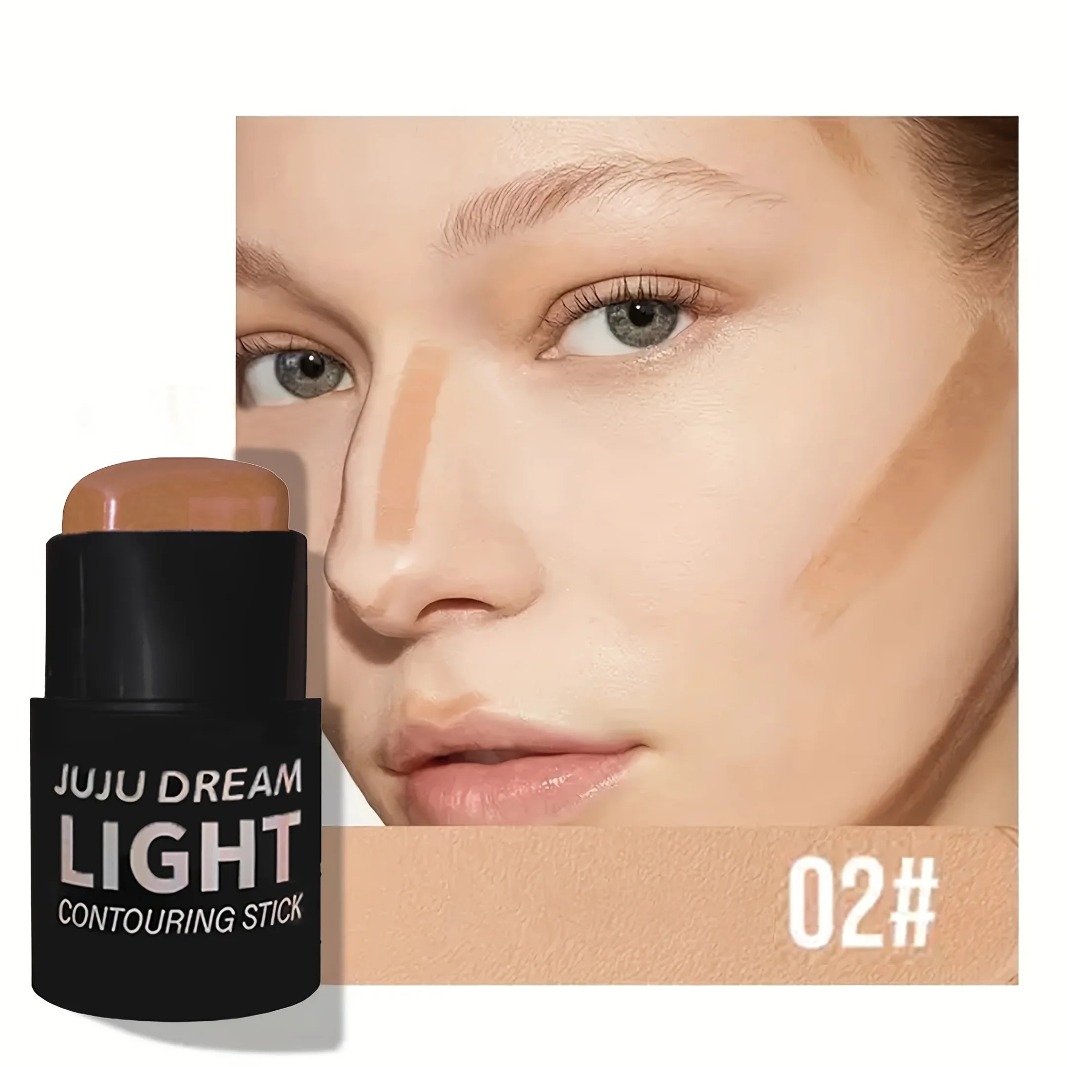 Stick de contorno, bronceador mate, barra para esculpir la nariz y definir el rostro.